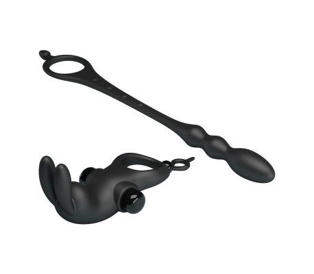 Anillo Vibrador con Cadena Anal Desmontable