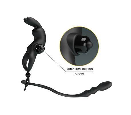 Anillo Vibrador con Cadena Anal Desmontable