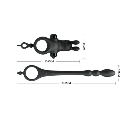 Anillo Vibrador con Cadena Anal Desmontable