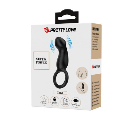 Trae Anillo Vibrador  Silicona USB Negro