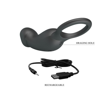 Trae Anillo Vibrador  Silicona USB Negro