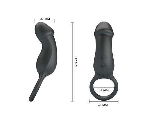 Trae Anillo Vibrador  Silicona USB Negro
