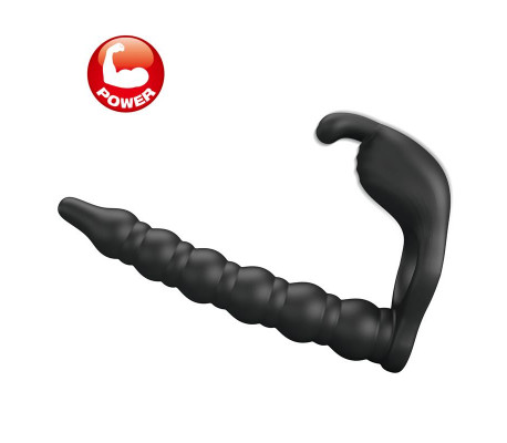 Blackney Anillo Vibrador con Plug Silicona Negro