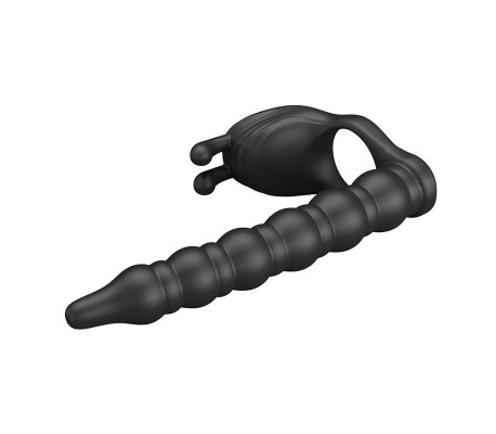 Blackney Anillo Vibrador con Plug Silicona Negro