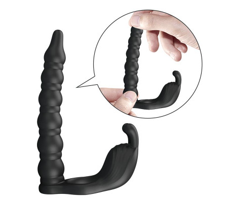 Blackney Anillo Vibrador con Plug Silicona Negro