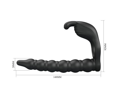 Blackney Anillo Vibrador con Plug Silicona Negro