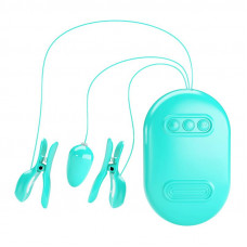 Surprise Box Huevo Vibrador y Pinzas para Pezones con Electro Estimulación Azul