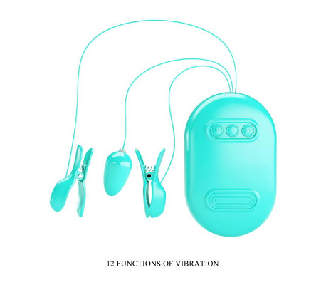 Surprise Box Huevo Vibrador y Pinzas para Pezones con Electro Estimulación Azul