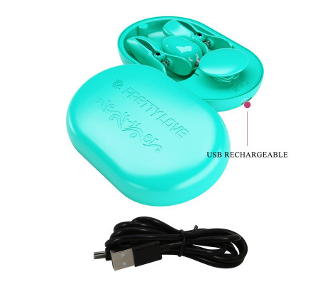 Surprise Box Huevo Vibrador y Pinzas para Pezones con Electro Estimulación Azul