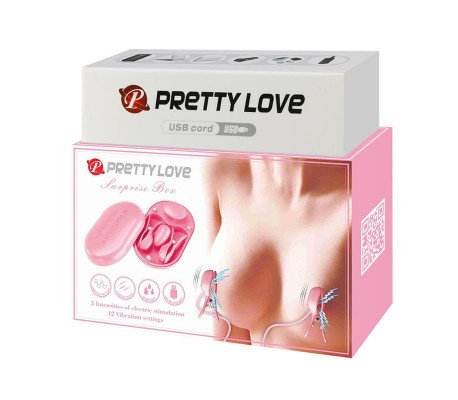 Surprise Box Huevo Vibrador y Pinzas para Pezones con Electro Estimulación Rosa