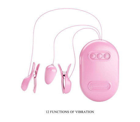 Surprise Box Huevo Vibrador y Pinzas para Pezones con Electro Estimulación Rosa