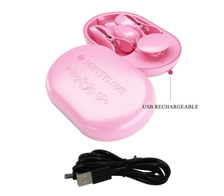 Surprise Box Huevo Vibrador y Pinzas para Pezones con Electro Estimulación Rosa
