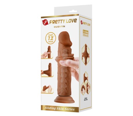 Quentin Dildo con Piel Deslizante-Retractil 18.4 cm