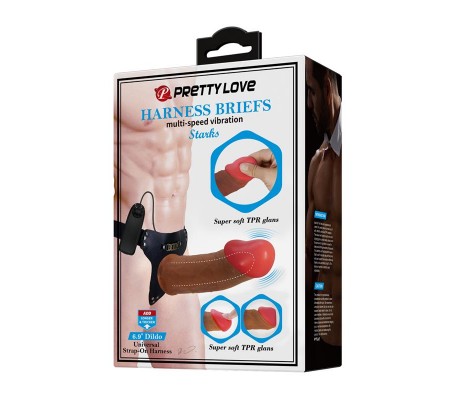 Arnés con Dildo Hueco y Vibración con Control Remoto Starks