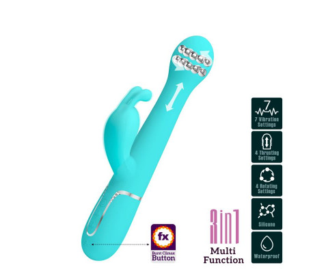 Vibrador con Thrusting y Bolas Rotatorias Dejon Azul