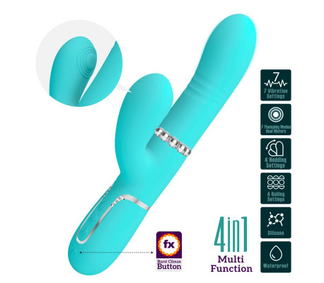 Mariana Vibrador 4 en 1 Silicona Turquesa