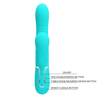 Mariana Vibrador 4 en 1 Silicona Turquesa