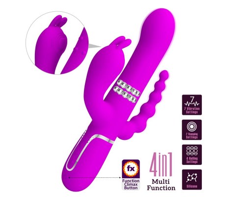 Cammy 4 in 1 Vibrador con Bolas Rotadoras y Cadena Anal
