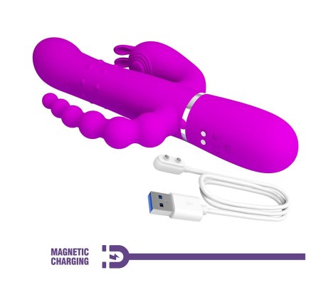 Cammy 4 in 1 Vibrador con Bolas Rotadoras y Cadena Anal