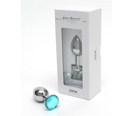 Plug Anal de Metal Sofia con Joya Azul