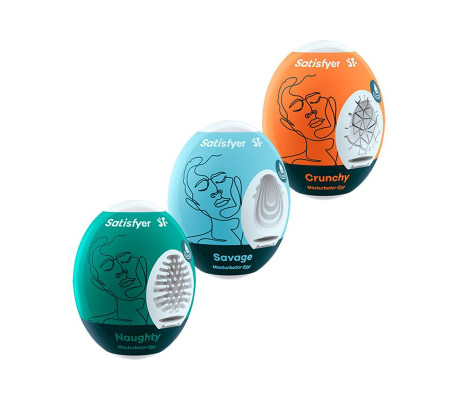 Set 3 Huevos Masturbadores Naughty, Savage y Crunch