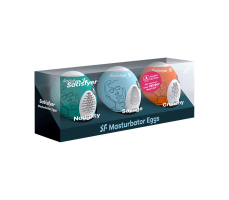 Set 3 Huevos Masturbadores Naughty, Savage y Crunch