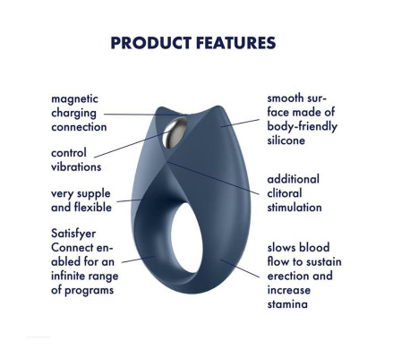 Royal One Anillo Vibrador con APP Azul