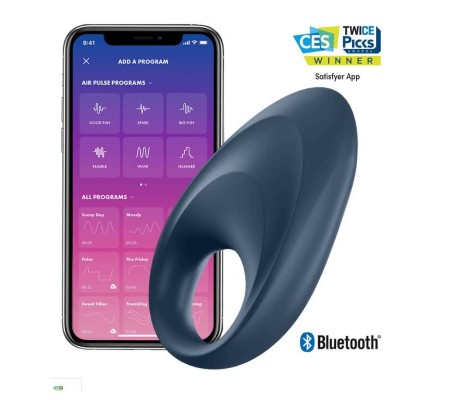 Mighty One Anillo Vibrador con APP Azul