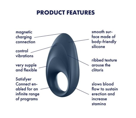 Mighty One Anillo Vibrador con APP Azul