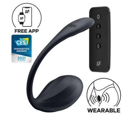 Ribbed Petal con Satisfyer Connect APP Negro
