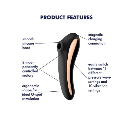 Dual Kiss Succionador y Vibrador 2 en 1 Negro