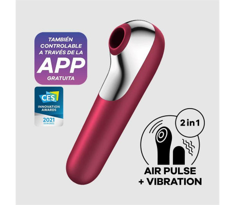 Dual Love Vibrador y Succionador de Aire Pulsado Rojo