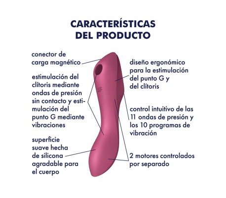 Curvy Trinity 3 Vibrador y Succionador Triple Estimulación USB Rojo