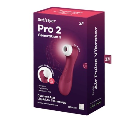 Pro 2 Gen 3 Liquid Air Technology Succión y Vibración App Connect Wine Red - Rojo Vino