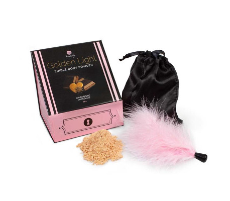 Kit Polvos 100% Comestibles y Plumero Sabor Chocolate, Canela y Jengibre