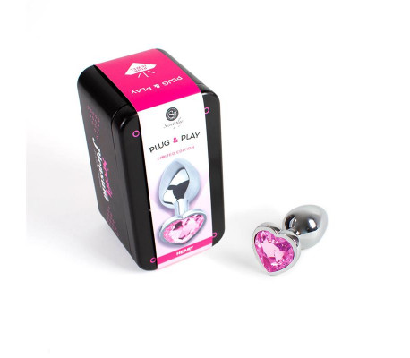 Plug Anal de Metal Corazón Fuchsia Talla S