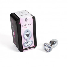 Plug Anal de Metal Corazón Transparente Talla S
