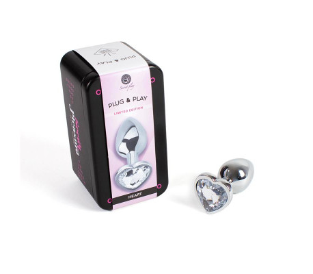 Plug Anal de Metal Corazón Transparente Talla S
