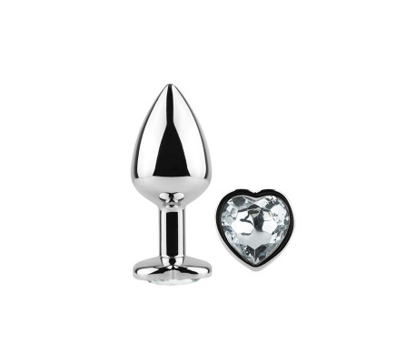 Plug Anal de Metal Corazón Transparente Talla S