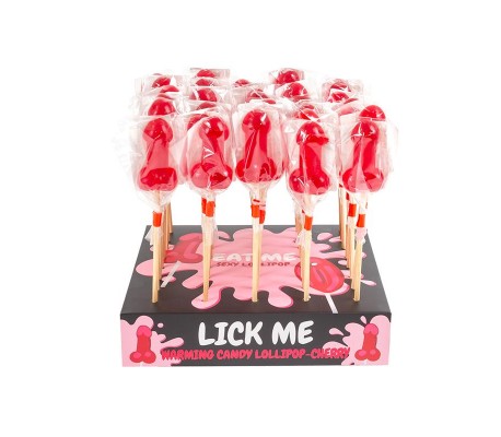 Display Piruleta Pene Cereza Efecto Calor Picante 40pcs