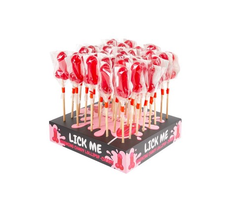 Display Piruleta Pene Cereza Efecto Calor Picante 40pcs