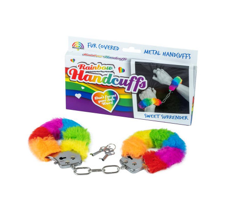 Esposas de Metal con Pelo Color Arcoiris