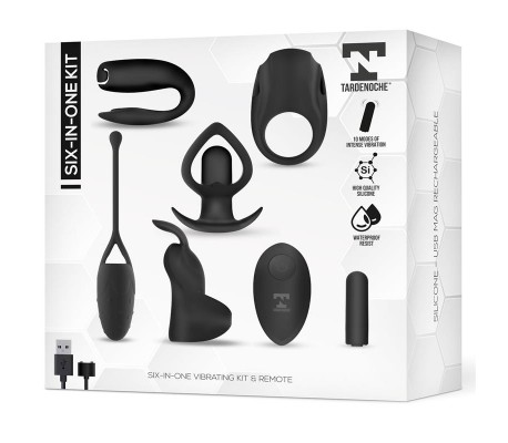Six-In-One Kit de Bala Vibradora y 5 Accesorios de Silicona
