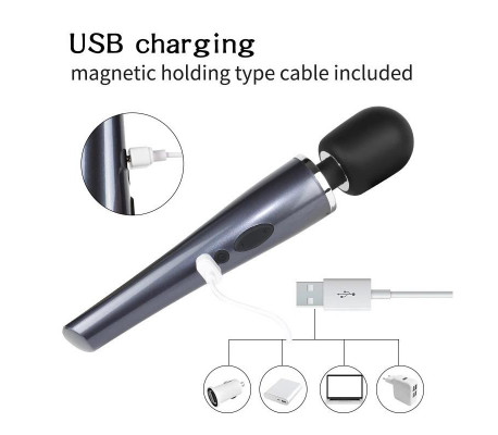Wand Massager Relyme USB Silicone Black