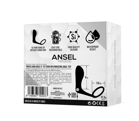 Ansel Plug Anal con Vibración y Anillo USB Silicona