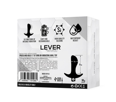Lever Plug Anal con Vibración USB Silicona