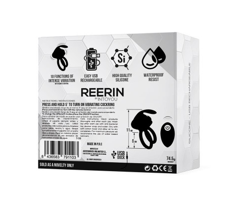 Reerin Anillo Vibrador USB Dual Control Remoto USB Silicona