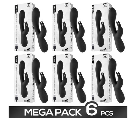 Pack de 6 Noir Vibrador Silicona Liquida Inyectada 2 Motores USB