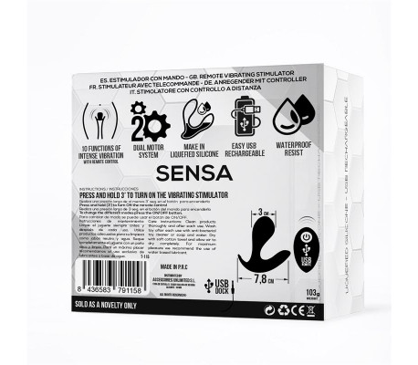 Sensa Estimulador Control Remoto USB SIlicona Líquida Negro