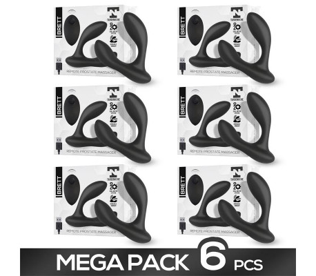 Pack de 6 Brett Masajeador Prostático Control Remoto USB Silicona